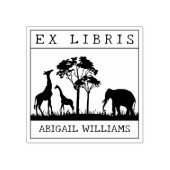 Custom Ex Libris, Wild Animals Africa Book Gummistempel (Prägung)