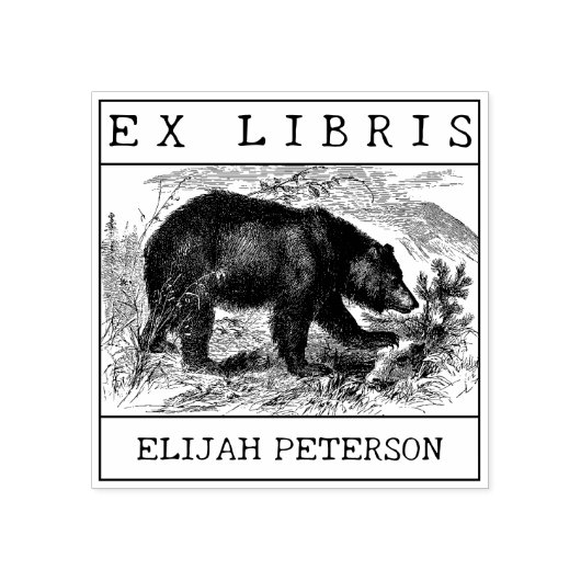 Custom Ex Libris, Wild Bären Book Gummistempel (Prägung)