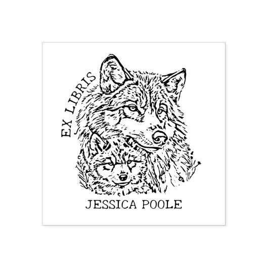 Custom Ex Libris Wolf Buchzeichen Gummistempel (Prägung)