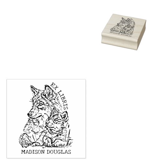 Custom Ex Libris Wolf Buchzeichen Gummistempel (Stempel)