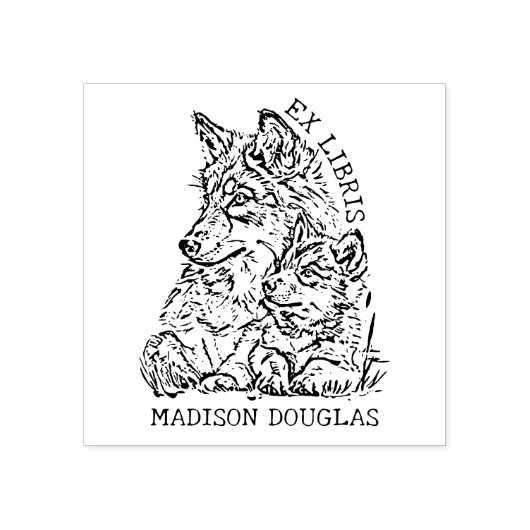 Custom Ex Libris Wolf Buchzeichen Gummistempel (Prägung)