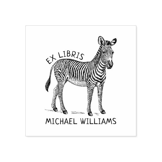 Custom Ex Libris, Zebra Book Gummistempel (Prägung)