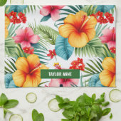 Custom Exotic Watercolor Hawaiian Floral Geschirrtuch (Gefaltet)