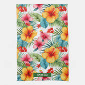 Custom Exotic Watercolor Hawaiian Floral Geschirrtuch (Vertikal)