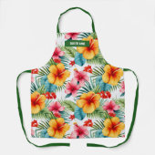 Custom Exotic Watercolor Hawaiian Floral Schürze (Vorderseite)