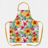 Custom Exotic Watercolor Hawaiian Floral Schürze (Vorderseite)