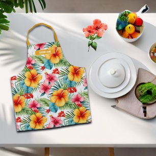 Custom Exotic Watercolor Hawaiian Floral Schürze