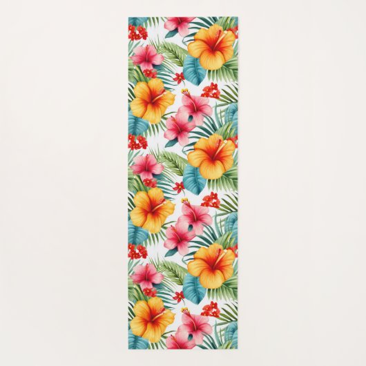 Custom Exotic Watercolor Hawaiian Floral Yogamatte (Rückseite)
