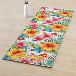 Custom Exotic Watercolor Hawaiian Floral Yogamatte