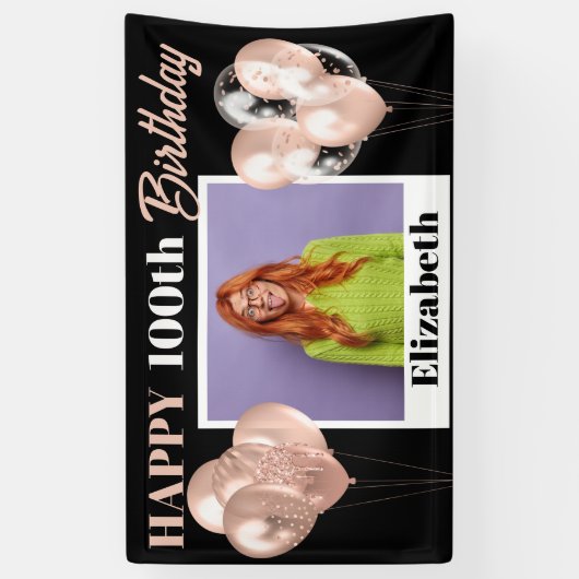 Custom Extra Große Rose Gold Personalisiert Geburt Banner (Vertikal)