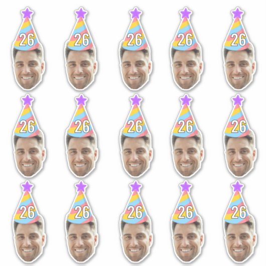 Custom Face 20th 30th 40th 50th 60th 70th Birthday Aufkleber (Vorderseite)
