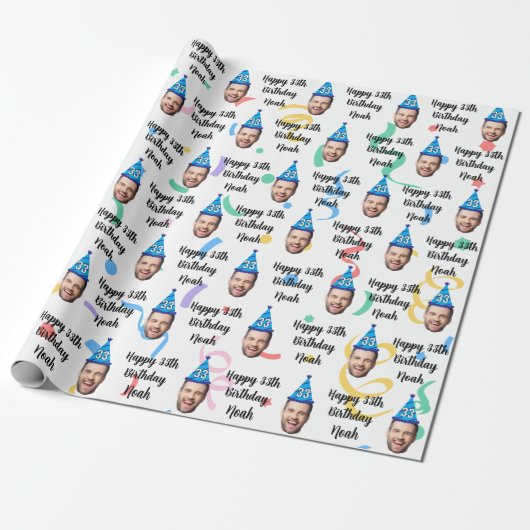 Custom Face 20th 30th 40th 50th 60th 70th Birthday Geschenkpapier (Ungerollt)