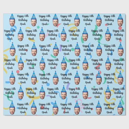 Custom Face 20th 30th 40th 50th 60th 70th Birthday Geschenkpapier (Flach)