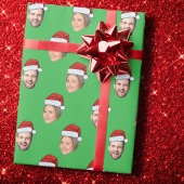 Custom Face 2 Foto Weihnachtsmannmütze Weihnachtsg Geschenkpapier