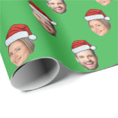 Custom Face 2 Foto Weihnachtsmannmütze Weihnachtsg Geschenkpapier (Rolleneckpunkt)