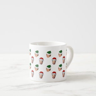 Custom Face 2 Fotos Weihnachtsmannmütze Weihnachts Espressotasse