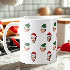 Custom Face 2 Fotos Weihnachtsmannmütze Weihnachts Kaffeetasse