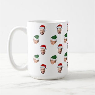 Custom Face 2 Fotos Weihnachtsmannmütze Weihnachts Kaffeetasse