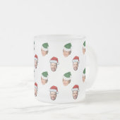 Custom Face 2 Fotos Weihnachtsmannmütze Weihnachts Mattglastasse (VorderseiteRechts)