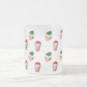 Custom Face 2 Fotos Weihnachtsmannmütze Weihnachts Mattglastasse (Mittel)