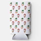 Custom Face 2 Fotos Weihnachtsmannmütze Weihnachts Selters Dosenkühler (Vorderseite)