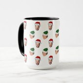 Custom Face 2 Fotos Weihnachtsmannmütze Weihnachts Tasse (Vorderseite Links)