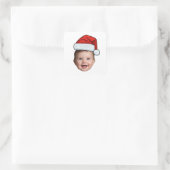 Custom Face Baby Santa Hat Photo Christmas Quadratischer Aufkleber (Tasche)