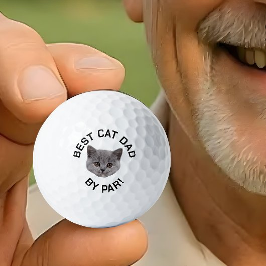 Custom Face Best Cat Vater by Par New Dad Golfball