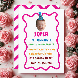 Custom Face Birthday Einladung mit Party Hat