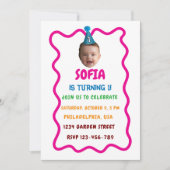 Custom Face Birthday Einladung mit Party Hat (Vorderseite)