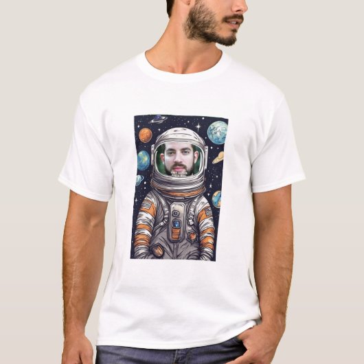 Custom Face Cut Out Astronaut Photo T-Shirt -Fyunn (Vorderseite)