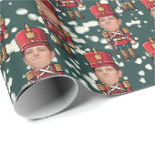 Custom Face Foto Christmas Nutcracker Geschenkwrak Geschenkpapier (Rolleneckpunkt)
