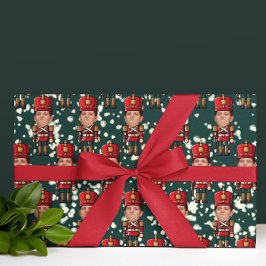 Custom Face Foto Christmas Nutcracker Geschenkwrak Geschenkpapier