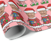 Custom Face Foto Elf Weihnachten Funny Trump Pink Geschenkpapier (Rolleneckpunkt)