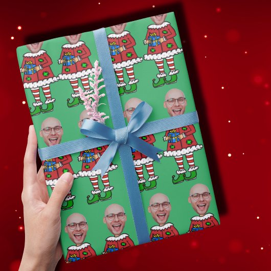 Custom Face Foto Elf Weihnachten Personalisiertes Geschenkpapier
