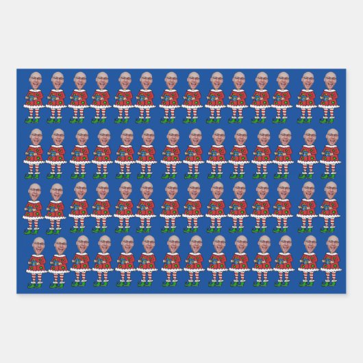 Custom Face Foto Elf Weihnachten Personalisiertes Geschenkpapier Set (Vorderseite 2)