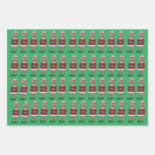 Custom Face Foto Elf Weihnachten Personalisiertes Geschenkpapier Set (Vorderseite)