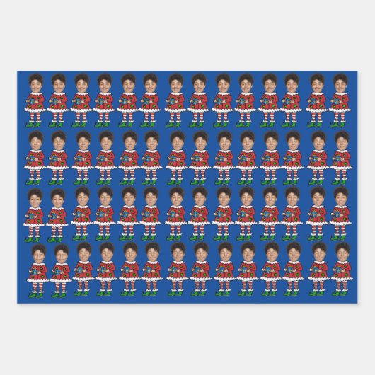 Custom Face Foto Elf Weihnachten Personalisiertes Geschenkpapier Set (Vorderseite 2)