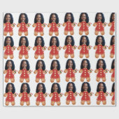 Custom Face Foto Gingerbread Frau Christmas Pink Geschenkpapier (Flach)