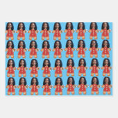 Custom Face Foto Gingerbread Frau Christmas Pink Geschenkpapier Set (Vorderseite 3)