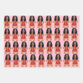 Custom Face Foto Gingerbread Frau Christmas Pink Geschenkpapier Set (Vorderseite 2)