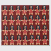 Custom Face Foto Gingerbread Frau Weihnachten Geschenkpapier (Flach)