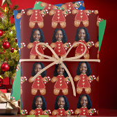 Custom Face Foto Gingerbread Frau Weihnachten Geschenkpapier Set