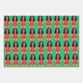 Custom Face Foto Gingerbread Frau Weihnachten Geschenkpapier Set (Vorderseite 2)