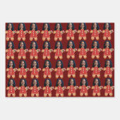 Custom Face Foto Gingerbread Frau Weihnachten Geschenkpapier Set (Vorderseite)