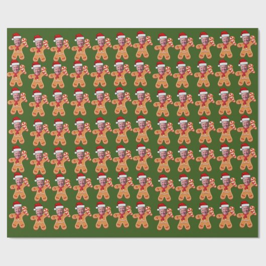 Custom Face Foto Gingerbread Funny Joe Biden Geschenkpapier (Flach)