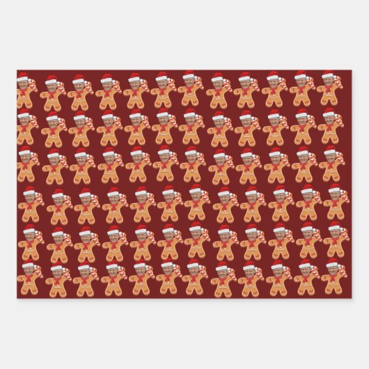 Custom Face Foto Gingerbread Funny Trump Geschenkpapier Set (Vorderseite 3)