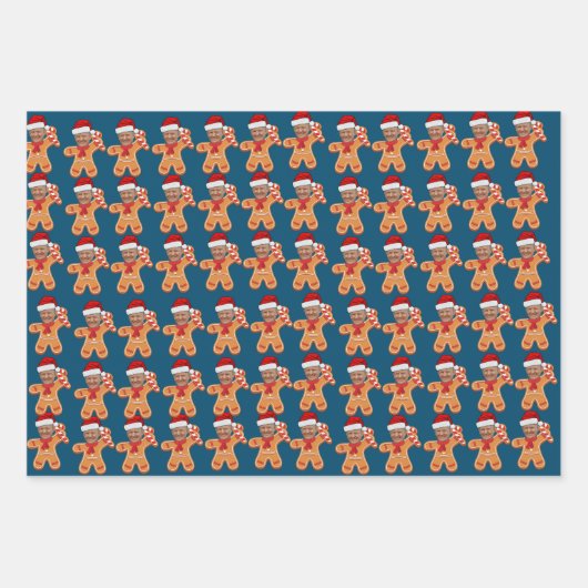 Custom Face Foto Gingerbread Funny Trump Geschenkpapier Set (Vorderseite 2)