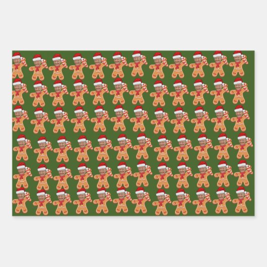 Custom Face Foto Gingerbread Funny Trump Geschenkpapier Set (Vorderseite)