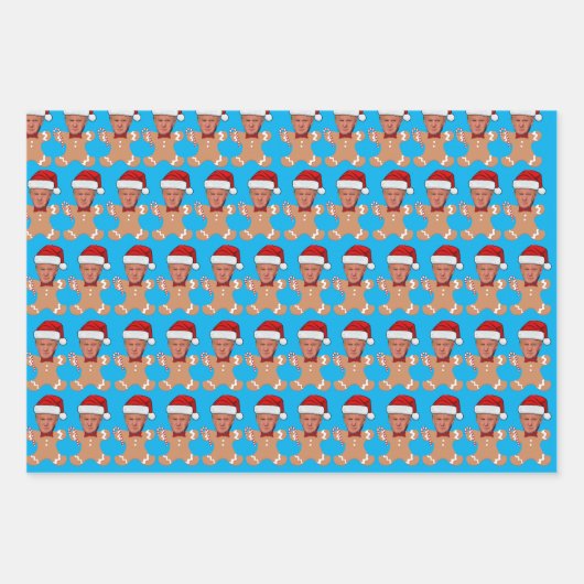 Custom Face Foto Gingerbread Funny Trump Head Geschenkpapier Set (Vorderseite 3)